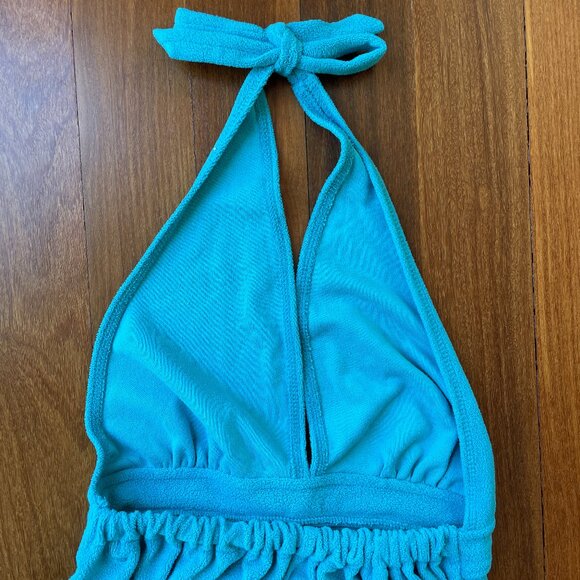 Lole Teal Terrycloth Halter Dress Sz XS - Picture 5 of 9